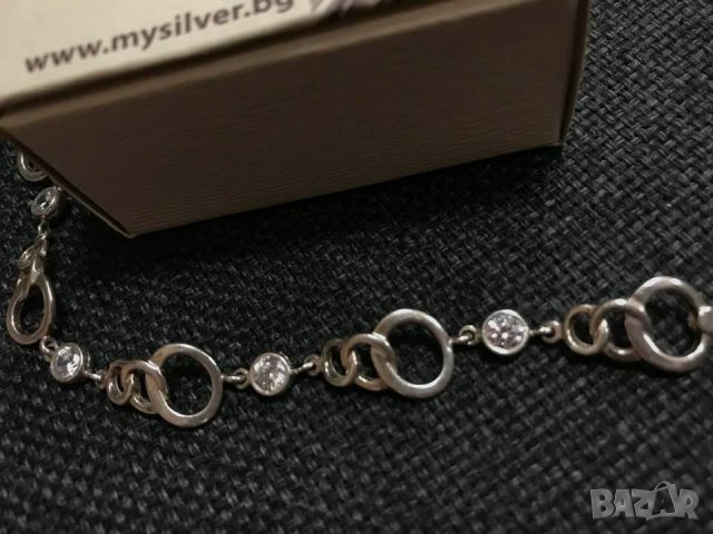 Сребърна гривна с бял циркон от "My Silver", снимка 6 - Гривни - 36703242