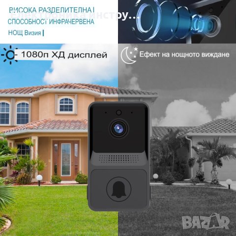 Безжичен звънец с камера Aiwit, 1080p, FullHD, Wi-Fi, Сензор за движение, Черен, снимка 5 - HD камери - 40208686