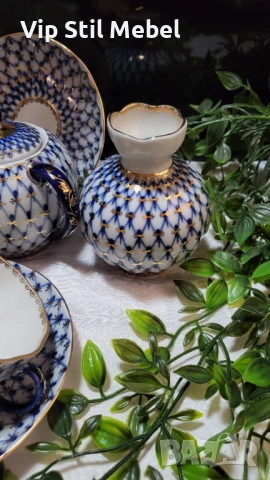 Сервзи за кафе/чай ЛФЗ кобалтова мрежа , снимка 6 - Сервизи - 52677101