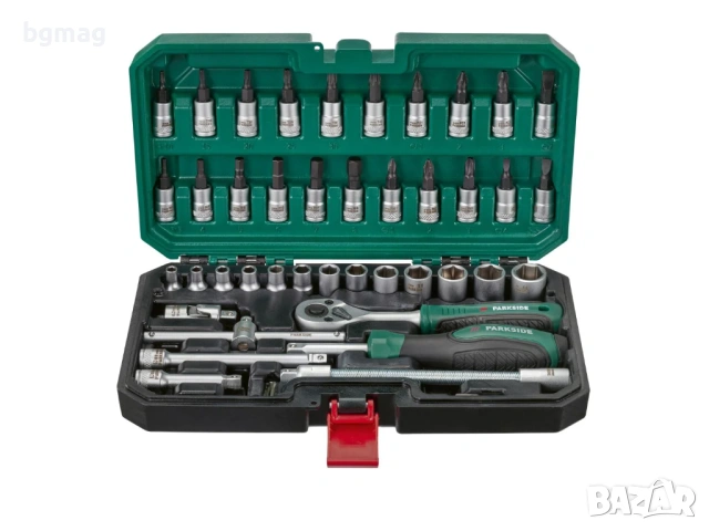 PARKSIDE комплект тресчотка с въртяща глава и вложки 1/4''-46 части