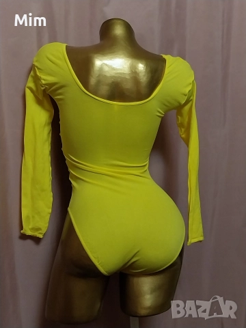 M/L Жълто еластично боди с дълъг ръкав , снимка 4 - Блузи с дълъг ръкав и пуловери - 52589182