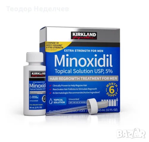 Kirkland Minoxidil 5%. Миноксидил. За коса и брада.Оригинален продукт.