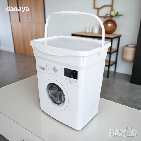 6104 Кутия за прах за пране с форма на пералня, 10 литра, снимка 2 - Кутии за съхранение - 51594987