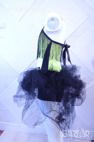 Детска рокля за спортни танци в черно и електрик, снимка 6 - Детски рокли и поли - 44029102