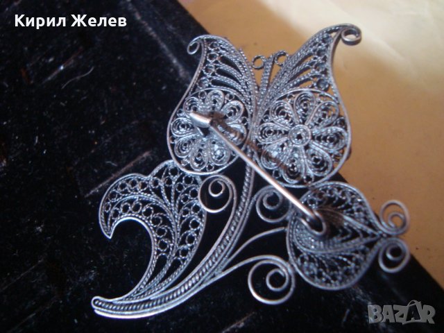 ИЗУМИТЕЛНО КРАСИВА ФИЛИГРАННА СРЕБЪРНА БРОШКА 19 ВЕК ВИСОКА ПРОБА СРЕБРО РЪЧНА РАБОТА БИЖУ 22626, снимка 7 - Антикварни и старинни предмети - 33045225