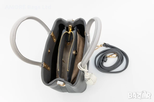 Класическа дамска чанта AMORE Alessia - Grey, снимка 5 - Чанти - 50657729