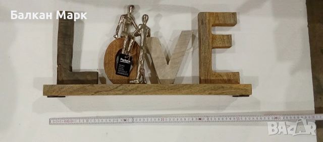 Декоративна фигура от мангово дърво – метални елементи – 60х26х8 см