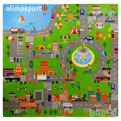 Настилка с размери 61х61х1 см, 4 броя в комплект с картинка Улично движение. Подходяща за употреба к