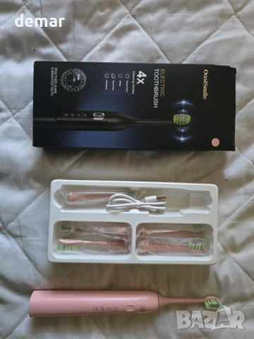 Електрическа четка за зъби за възрастни, 42000 VPM, 6 глави, 4 режима, розова, снимка 2 - Други - 53054507