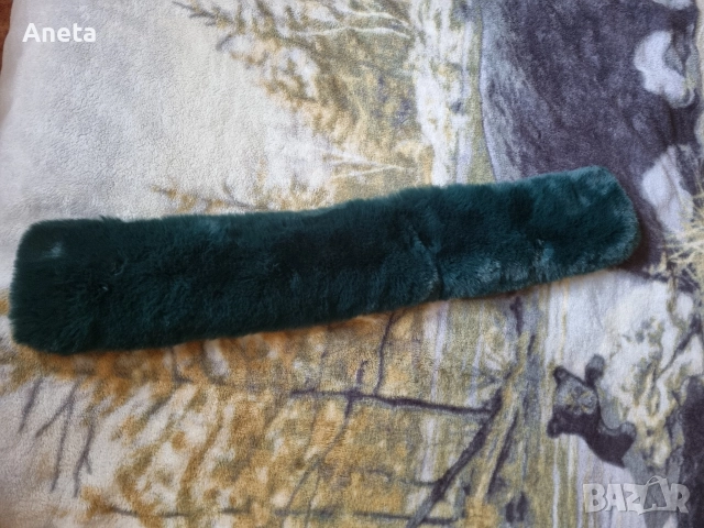 Красива зелена пухена яка / козина за качулка, снимка 2 - Други - 52549285