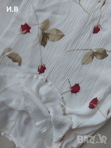 Лятна дълга бяла пола на червени рози , снимка 2 - Поли - 33369115