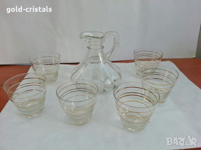 ретро стъклени чаши чашки и каничка , снимка 7 - Антикварни и старинни предмети - 26675138