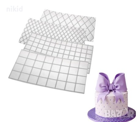 #1 Квадрати каре ромбове 4 пластични пластмасови подложки борд текстури торта фондан текстура релеф, снимка 8 - Форми - 19042958