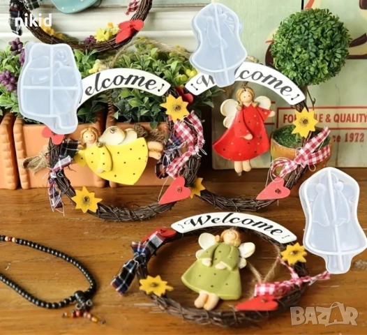 4 бр Ангел летящ ангели силиконов молд форма фондан смола шоколад гипс декор, снимка 5 - Форми - 52427300