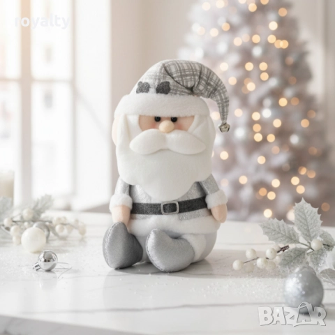 Плюшена играчка Дядо Коледа – седяща коледна декорация в сив или розов вариант, снимка 6 - Декорация за дома - 52285805