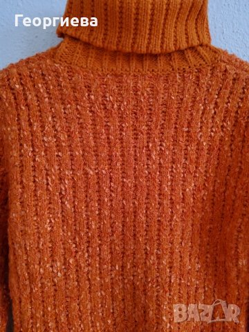 Топъл оранжев пуловер, снимка 2 - Блузи с дълъг ръкав и пуловери - 39037037