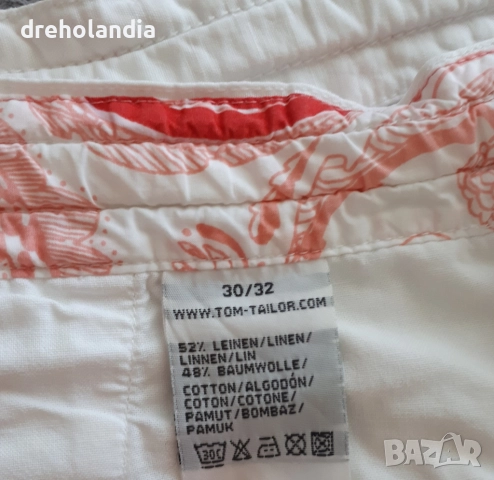Бял панталон - лен и памук – Tom Tailor – 30/32 , снимка 5 - Панталони - 51810961