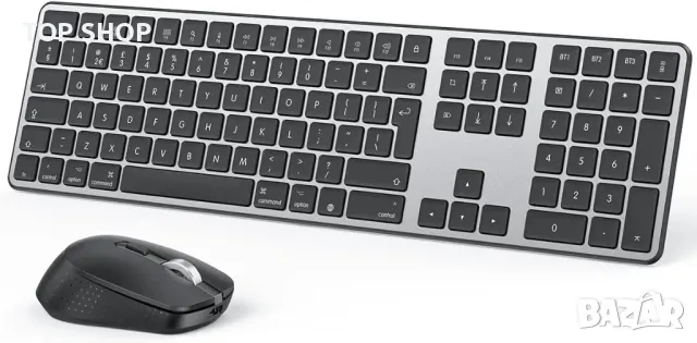 OMOTON Безжична Bluetooth зареждаща се USB клавиатура и мишка за Mac OS, с 3 Bluetooth канала