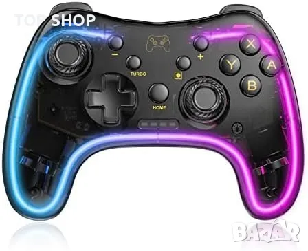 Нов безжичен контролер Switch Pro регулируема вибрация Цветен светодиод