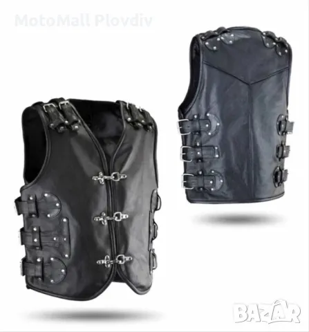 елек Рокерски кожен елек motomall 2019! кожа рокер чопър мото мотор, снимка 7 - Аксесоари и консумативи - 49206380