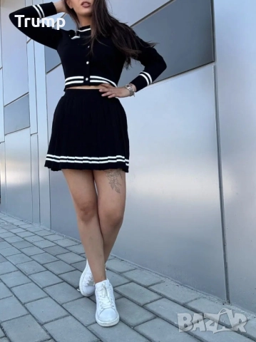 Хит Комплект градски шик от пола и скъсена жилетка, фино претиво, снимка 2 - Комплекти - 51759928