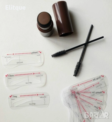 Комплект за оформяне и оцветяване на вежди (шаблони + пигмент)