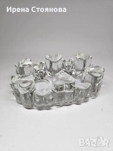 Georgshütte Glasdesign Стъклена поставка с чаена свещ/подгрев за чайник, масивно пресовано стъкло 