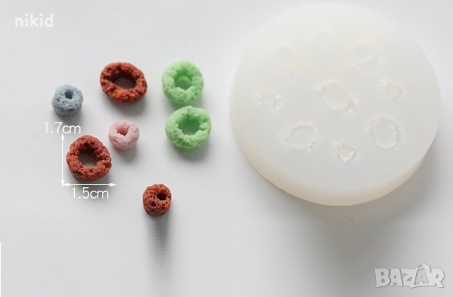 3d Мини кръгчета сърца Маршмелоу корнфлейкс зърнена закуска силиконов молд форма фондан смола декор , снимка 4 - Форми - 32216219