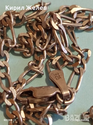 Красив сребърен синджир плетка тип ФИГАРО майсторска изработка 40218, снимка 6 - Колиета, медальони, синджири - 52863392