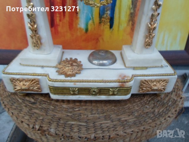 Рядък Каминен Часовник Франция/АМПИР/Бронз/Мрамор/Ок.1820год.К/, снимка 2 - Антикварни и старинни предмети - 35601318
