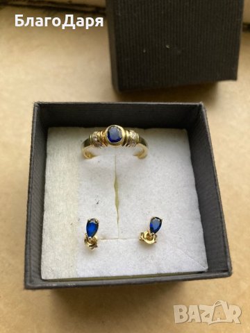 златен пръстен със сапфир , снимка 4 - Пръстени - 43730184