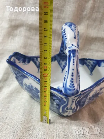 Порцеланова авторска бонбониера,фруктиера,кошница Гжель, снимка 5 - Антикварни и старинни предмети - 49908945