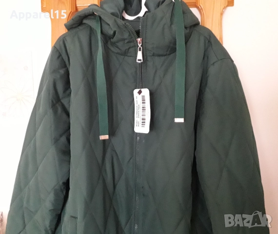 Ново вносно тъмнозелено яке с качулка, 44, снимка 3 - Якета - 52502095