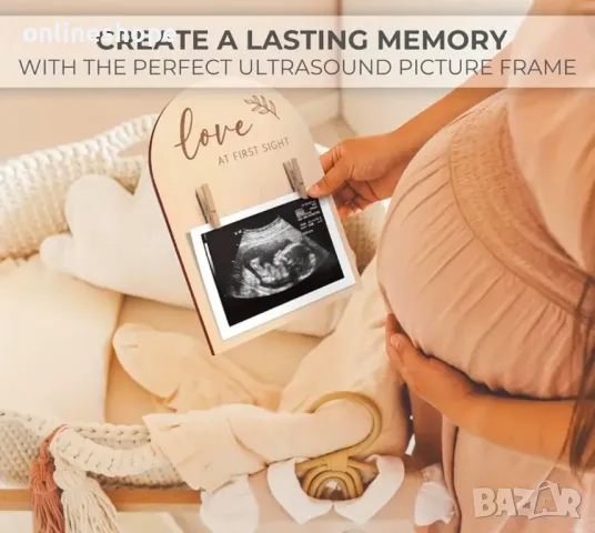 Дървена рамка за бебе - снимка на ултразвук фото + място за имена дата, снимка 6 - Други - 48781128