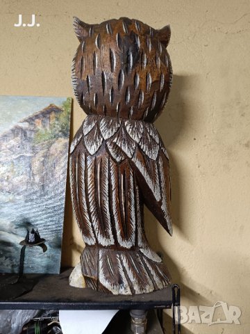 Дърворезба ,статуетка,фигурка на "Бухал",50см., снимка 2 - Декорация за дома - 43956814