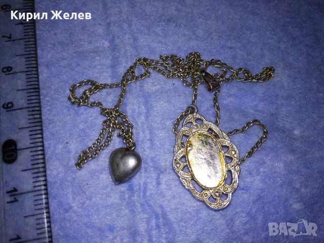 СТАРО ПОСРЕБРЕНО АР НУВО МЕДАЛЬОНЧЕ със СЪРЧИЦЕ и ВЕРИЖКА 37710, снимка 4 - Антикварни и старинни предмети - 40684779