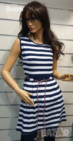 Нова дамска моряшка вталена рокля с ефектен гръб, на райе, с коланче, снимка 10 - Рокли - 28375442