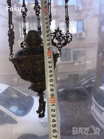 Страхотен чугунен полилей абажур на газ, снимка 4 - Антикварни и старинни предмети - 50863159