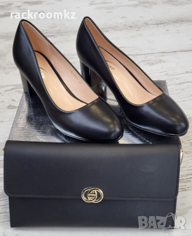 Дамски обувки в черен цвят на стабилен ток , снимка 1 - Дамски обувки на ток - 36535813