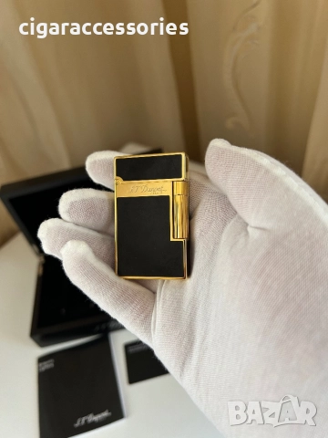 S.T. Dupont Ligne 2 – Black & Gold запалка, 2 пламъка, снимка 5 - Запалки - 52531296