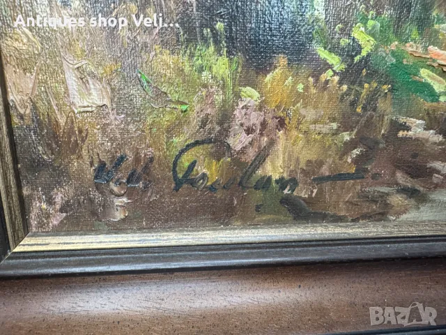 Авторска картина с рамка J  J Foulon №6806 , снимка 4 - Антикварни и старинни предмети - 49933254