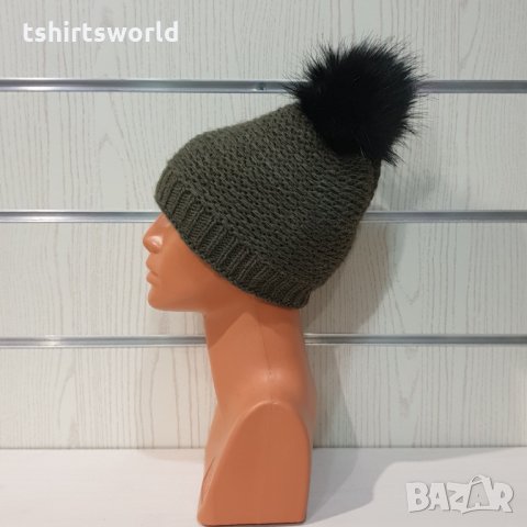 Нова зимна дамска шапка Марекс с помпон/пух , снимка 12 - Шапки - 35511802