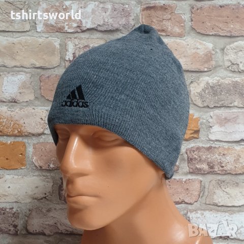 Нова зимна шапка с логото на марката ADIDAS (Адидас) в сив цвят, снимка 2 - Шапки - 43374864