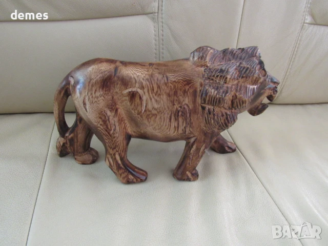 Лъв -дървена фигура от махагон, Етиопия, снимка 3 - Други ценни предмети - 51046001