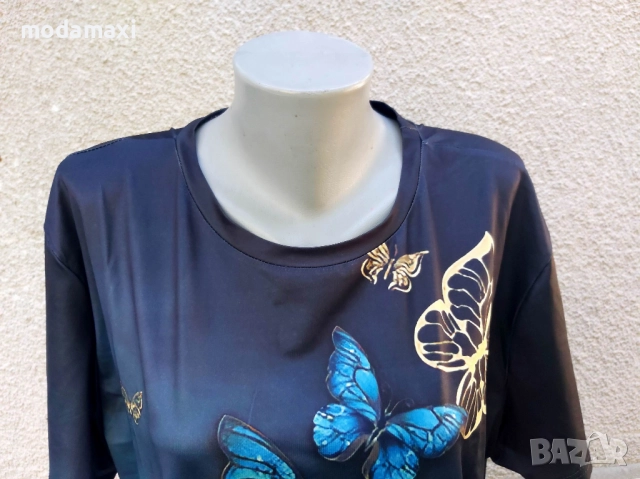 4XL Нова блуза с пеперуди , снимка 2 - Тениски - 51841041