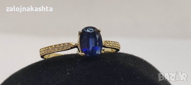 Нов Златен пръстен с естествен Сапфир и брилянти-1,42гр/14кр, снимка 5 - Пръстени - 40238687