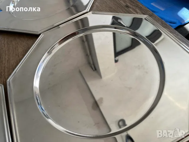 Стилни, посребрени, метални, подложни чинии/ плата 30см, снимка 6 - Чинии - 47331016