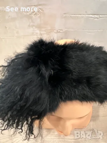 Нестандартен шал/лента за глава естествен косъм заек и лама, снимка 4 - Шалове - 48419372