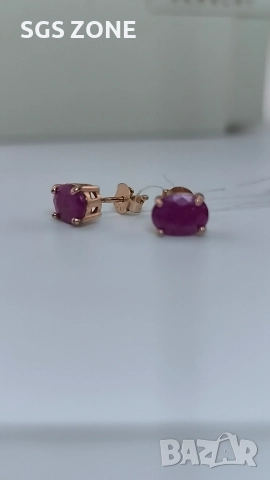 Сребърни обеци с рубин., снимка 10 - Обеци - 52873074