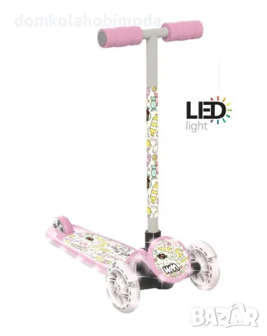 Тротинетка, Деткса розова, Регулируемо кормило, 57x27x16.5см